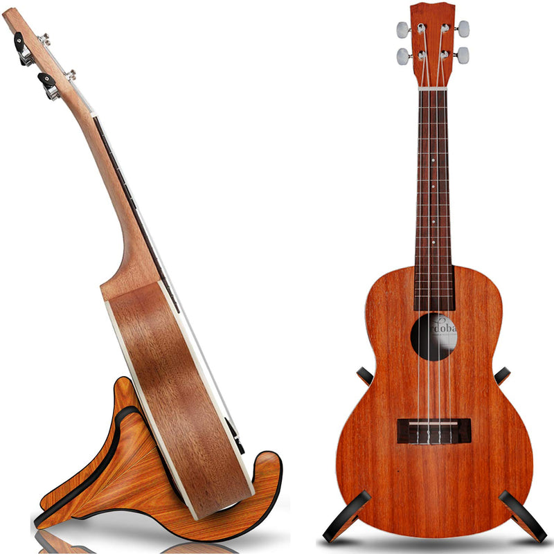 KSEV Portable Wood Ukulele Stand, Anti-Slip Base Hard Wooden Holder for Small Musical String Instrument Ukulele, Violin, Mandolin, Banjo & Guitar