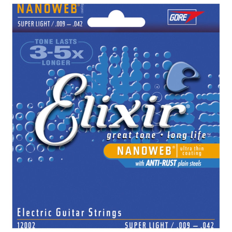 3 Sets of Elixir 12002 Super Light Electric Strings (9-42) (Nanoweb)