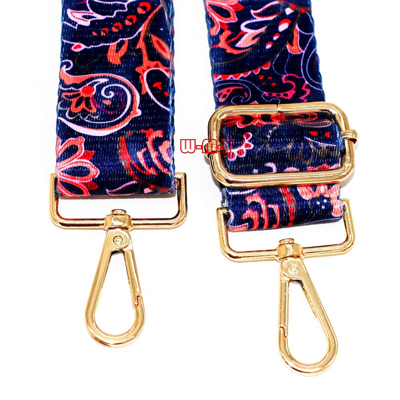 M-W 1.5" Wide 28"-50" Adjustable Length Handbag Purse Strap Guitar Style Multicolor Canvas Replacement Strap Crossbody Strap, with 2Pcs Metal Buckles (style3)