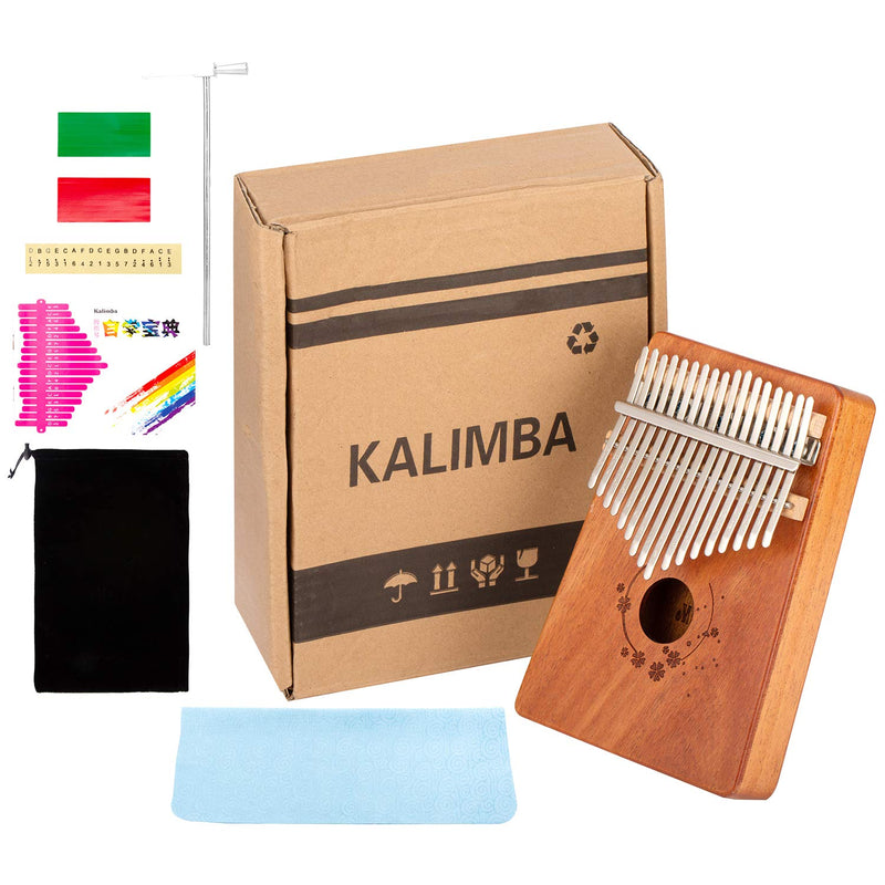 Solid Wood Kalimba 17 keys with Case and Tune Hammer, Portable Thumb Piano Best Gifts For Adult,Kids And Beginners
