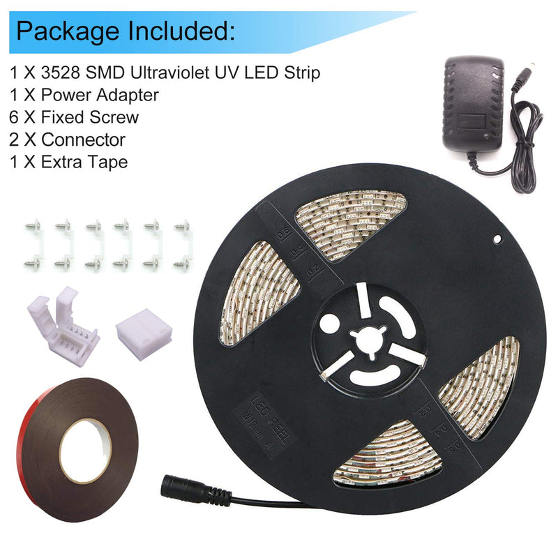 [AUSTRALIA] - Black Light Strip, Purple LED Strip 16.4Ft/5M 300 Units Lamp Beads, IP65 Waterproof Purple Light for Dance Party, Body Paint, Night Fishing, Work with 12V 2A Power Supply 