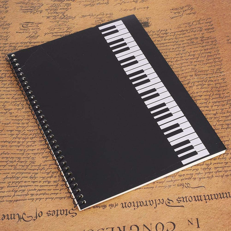 Manuscript Paper Notebook, 50 Pages Musical Notation Staff Notebook Music Manuscript Writing Paper (Black Piano)