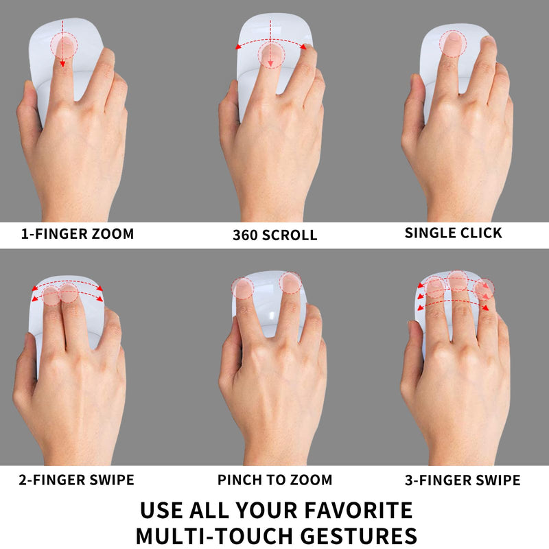 ROUNKIN Silicone Cushion for Apple Magic Mouse 1/2/3 - Ergonomic Mouse Pad, Multi-Touch Surface Mouse Grip for Wireless Magic Mouse, No Glue Mouse Palm Rest for Apple Magic Mouse Accessories(White) White