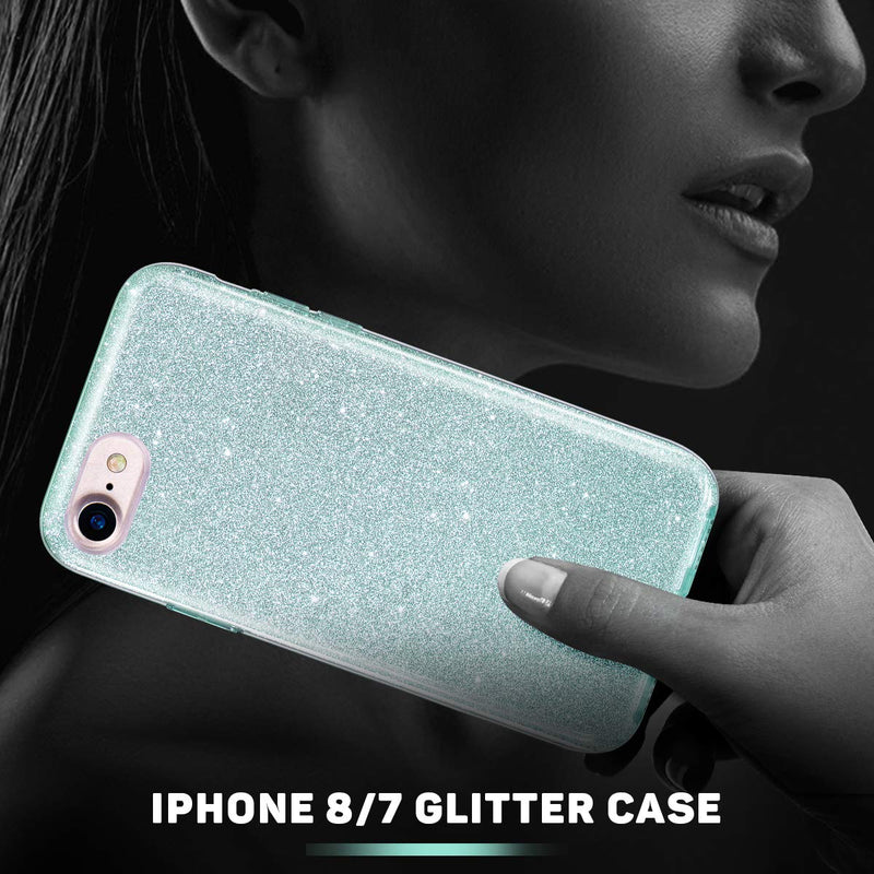 [AUSTRALIA] - MATEPROX iPhone Se 2022 case,iPhone SE 2020 case, iPhone 8 case,iPhone 7 Glitter Bling Sparkle Cute Girls Women Protective Case for 4.7" iPhone 7/8/SE (Green) Green 