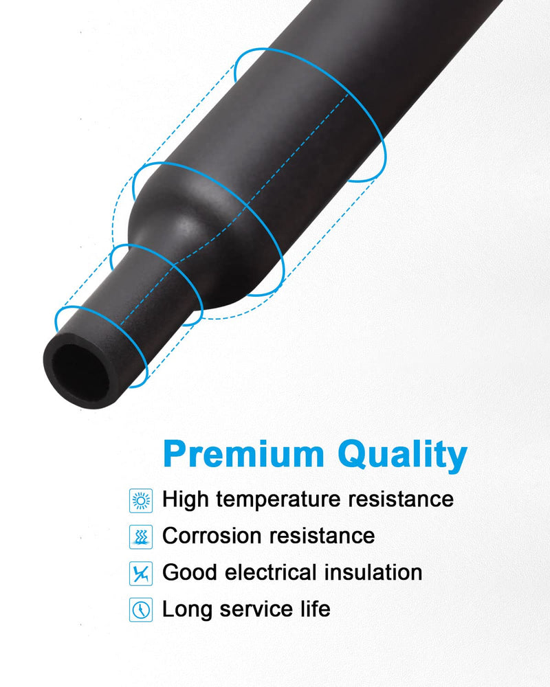 MILAPEAK 650 PCS Heat Shrink Tubing Kit, UL Approved Heat Shrink Tube Wire Wrap, 2:1 Ratio Electrical Cable Sleeve Assortment with Storage Case for Long Lasting Insulation Protection (8 Sizes, Black)
