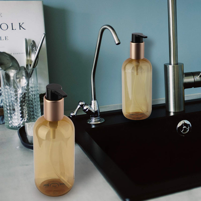 Yebeauty Empty Pump Bottle 8.45OZ, 2 PCS Shampoo Bottles Dispenser with Pump Refillable Containers, 250ml Golden