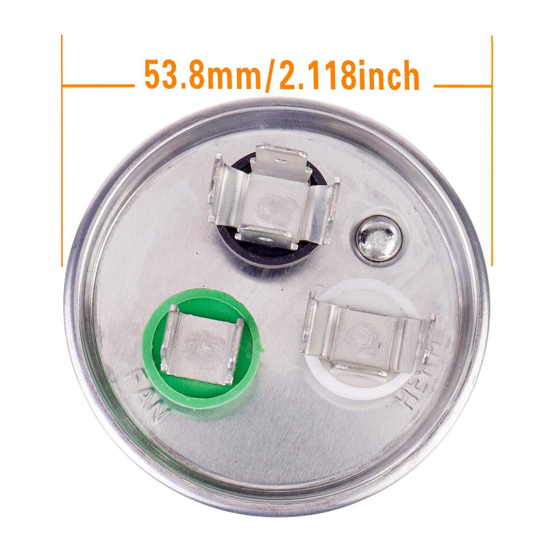 HUAREW 35+5 uF ±6% 35/5 MFD 370/440 VAC CBB65 Dual Run Start Round Capacitor for Condenser Straight Cool or Heat Pump Air Conditioner or AC Motor and Fan Starting