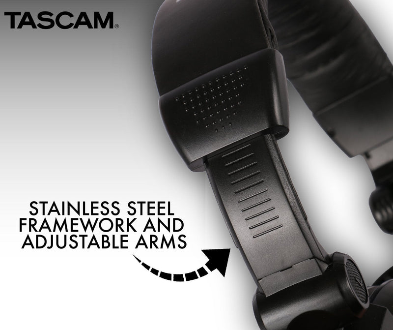 [AUSTRALIA] - Tascam TH-03 Studio Headphones – Closed Back, Padded, Adjustable Pro Audio Headset with Gold Tip 1/8 inch to 1/4 inch Adaptor 