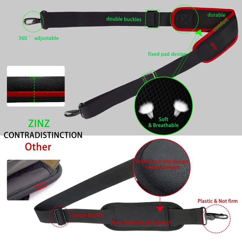 ZINZ 79 inch Shoulder Strap, Extra-thick Fixed Cushion Pad and Dual Clasps Universal Replacement Strap with Metal Swivel Hooks for Laptop Bags, Luggage Bags, Camera, Crossbody (200cm,Wine Edge) Wine Edge