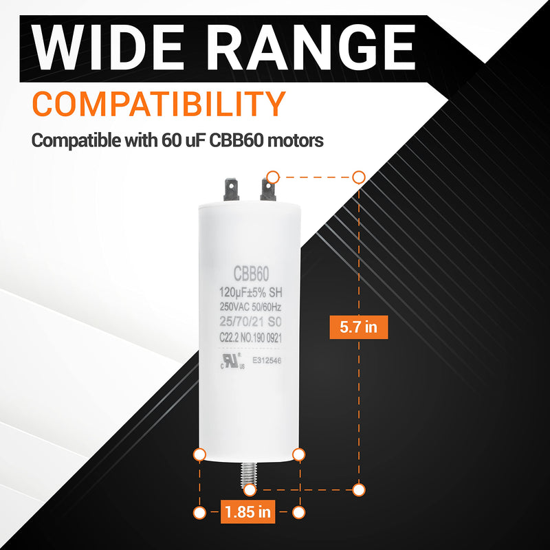 120uf CBB60 250 Volt Dual Round Capacitor Replacement Part by BlueStars - Exact Fit for Start-up of AC Motors with Frequency of 50Hz/60Hz