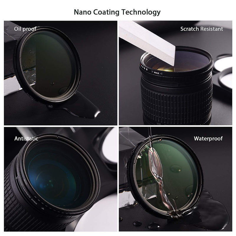 82mm Variable ND Filter, GREEN.L ND2 to ND2000 Fader Neutral Density Filter, HD Schott Glass with MRC16-Layer, Nano-Coating, Professional Photography Filter for Camera Lens 82mm