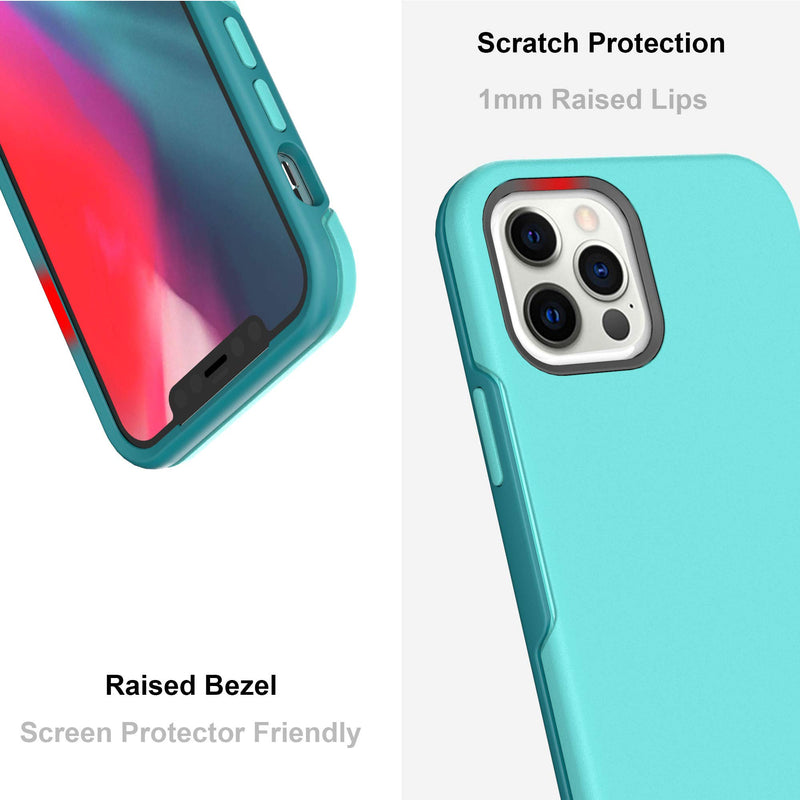 Baricy Ongoing Series Designed for iPhone 12 Pro Max Case, Heavy-Duty Tough Rugged Lightweight Slim Shockproof Protective Case for iPhone 12 Pro Max 6.7 Inch (Aqua) Aqua