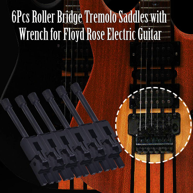 Drfeify Saddles Bridge, 6 PCS Tremolo Bridge Saddle Spare Part for Electric Guitar Black