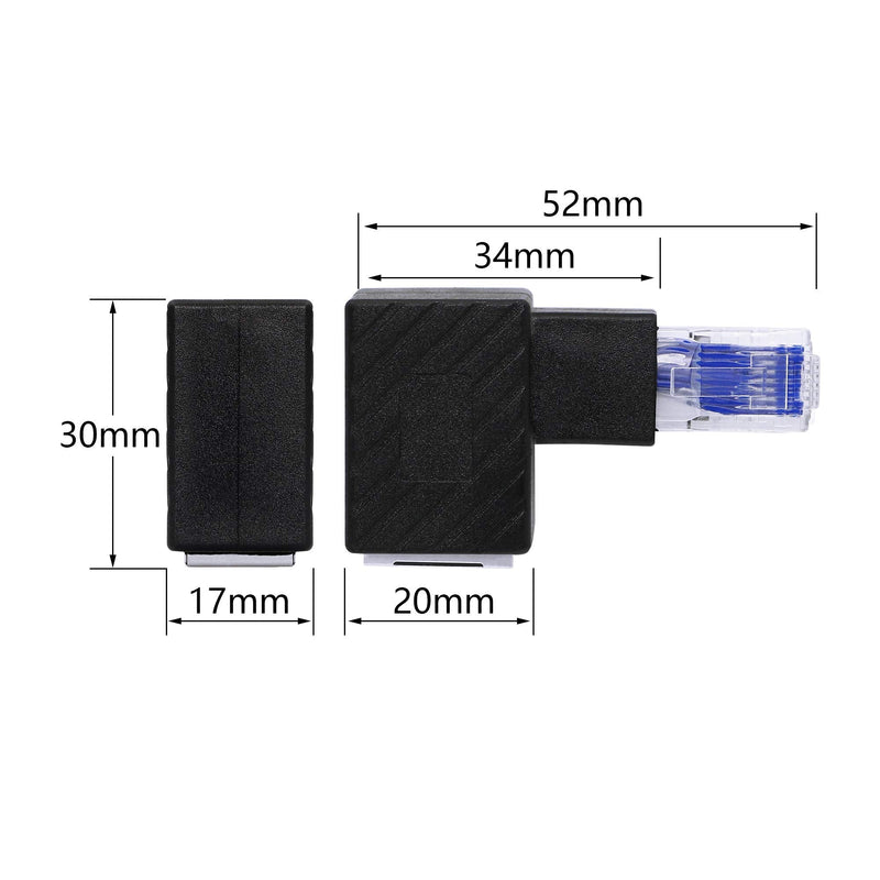[AUSTRALIA] - RIIEYOCA 90 Degree Ethernet Adapter,Left Angle RJ45 Male to Female Extension Cat6 LAN Network Connector,for Computers, Laptops, Routers(2-Pack) Left Angle 