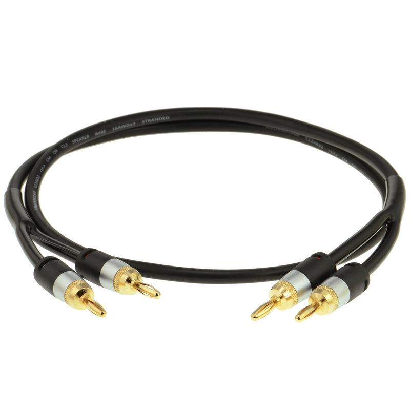 Mediabridge 16AWG Ultra Series Speaker Cable with Dual Gold Plated Banana Tips (6 Feet) - CL2 Rated - High Strand Count Copper (OFC) Construction - Black [New & Improved Version] (Part# SWT-06B) 6 Feet (Black)