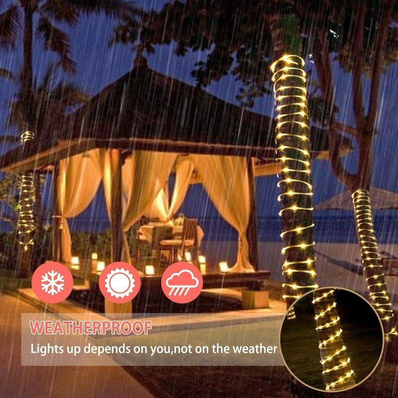 [AUSTRALIA] - Battery Operated LED Rope Lights, YoungPower Warm White String Lights Remote Control Fairy Lights Outdoor, 40ft 120 LED Indoor Outdoor Christmas Lighting for Tree Patio, Bedroom, Boat Warm White-1p 