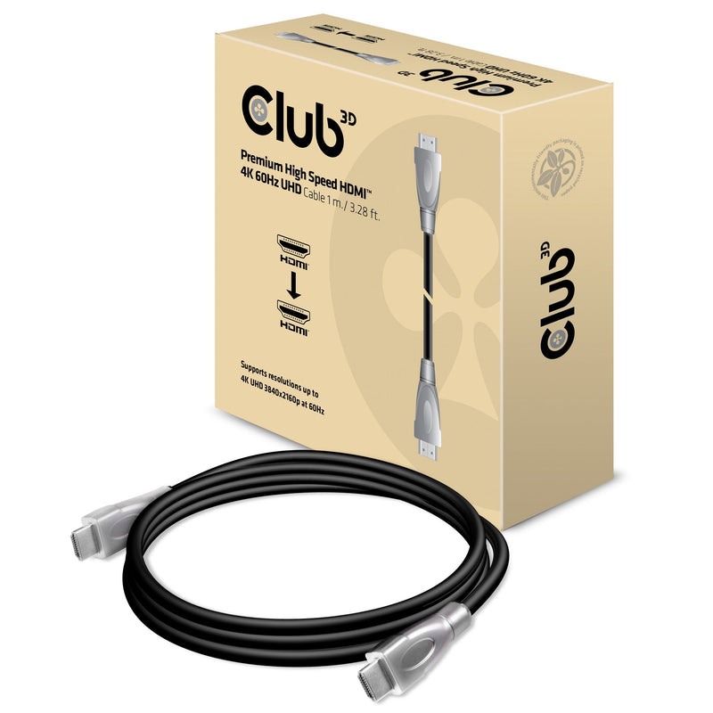 Club3D CAC-1311 HDMI Premium Certified 2.0 High Speed 4K/60Hz UHD Cable 30AWG 1 Meter/ 3.28' 1m/3.28ft