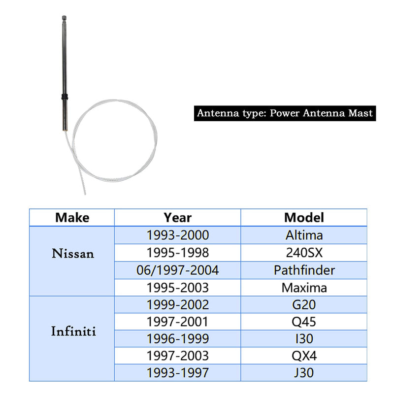 Anina Power Antenna Mast Compatible with Nissan Altima-240SX-Pathfinder-Maxima Infiniti -G20-Q45-I30-QX4-J30 for AM/FM Radio 282159B000 Style 2