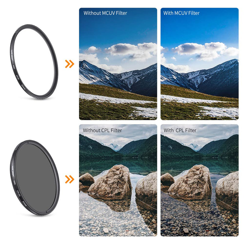 K&F Concept 52mm UV CPL Lens Filter Kit 18 Multi Layer Coatings Circular Polarizer Filter & MC UV Protection Filter Set for Camera Lens K-Series