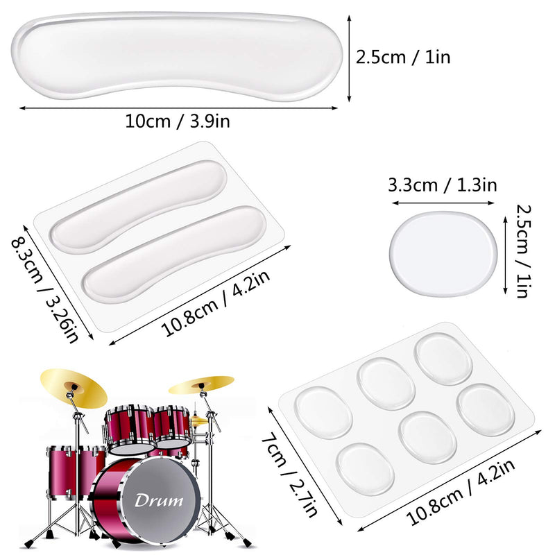 CCOZN Drum Dampeners Gel Pads, 24 Pieces Oval Drum Dampeners 2 Pieces Long Clear Drum Dampeners Silicone Drum Silencers Soft Drum Dampening Gel Pads Transparent Drum Mute Pads for Drums Tone Control
