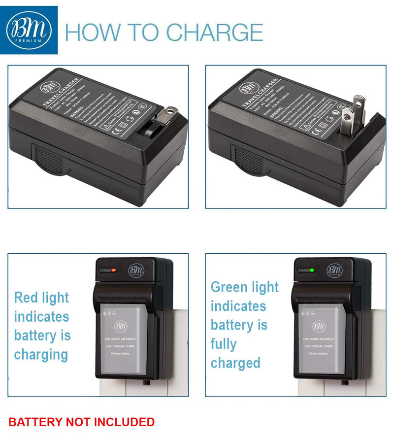 BM Premium EN-EL23 Battery Charger for Nikon Coolpix B700, P600, P610, P900, S810c Digital Camera (MH-67P Replacement)