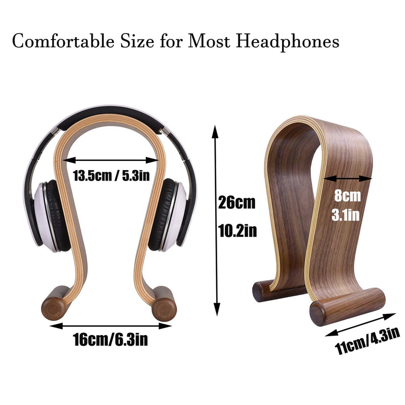 Wooden Headset Holder,Universal Earphone Hanger Holder for Gaming Headsets & DJ Studio Headphones Desktop Headphone Rack for All Headphone Size