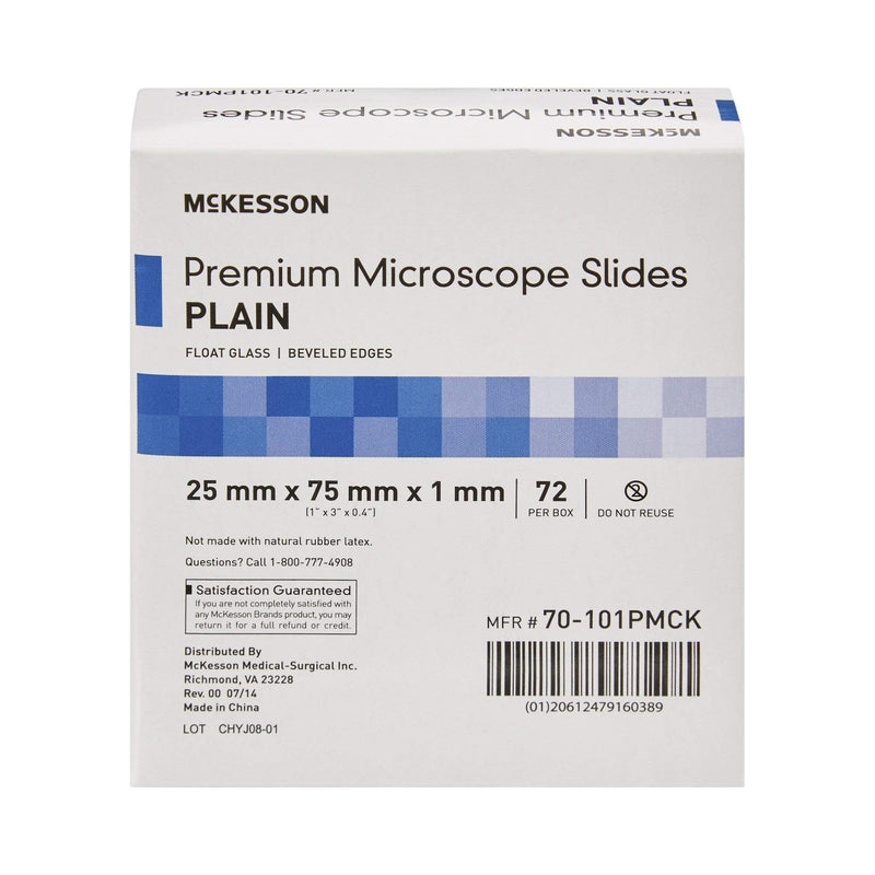 [AUSTRALIA] - McKesson Premium Microscope Slides, Plain, Float Glass, Beveled Edges, 25 mm x 75 mm x 1 mm, 72 Count 