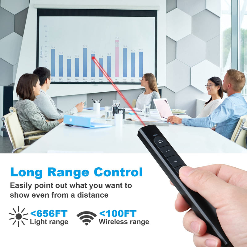 Wireless Presenter Remote, Presentation Clicker with Hyperlink & Volume Remote Control PowerPoint Office Presentation Clicker for Keynote/PPT/Mac/PC/Laptop(Battery Included) USB-Black