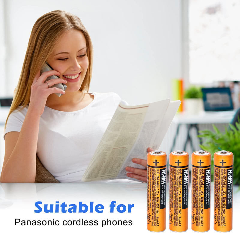 EOCIK 6 Pack HHR-65AAABU NI-MH Rechargeable Battery for Panasonic 1.2V 630mAh AAA Battery for Cordless Phones