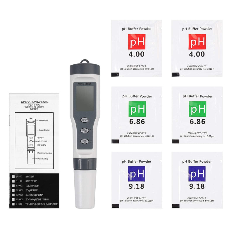 CAMWAY Digital PH Meter Water Ph Tester ATC 3 in 1 PH TDS Temp Water Quality Tester for Drinking Water, Pool, Lab, Food Processing, Aquarium, Pond, Beer Brewing