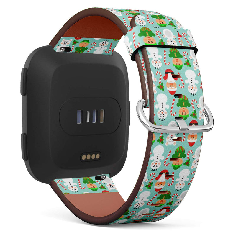 Compatible with Fitbit Versa, Versa 2, Versa Lite, Leather Replacement Bracelet Strap Wristband with Quick Release Pins // Christmas Snowman