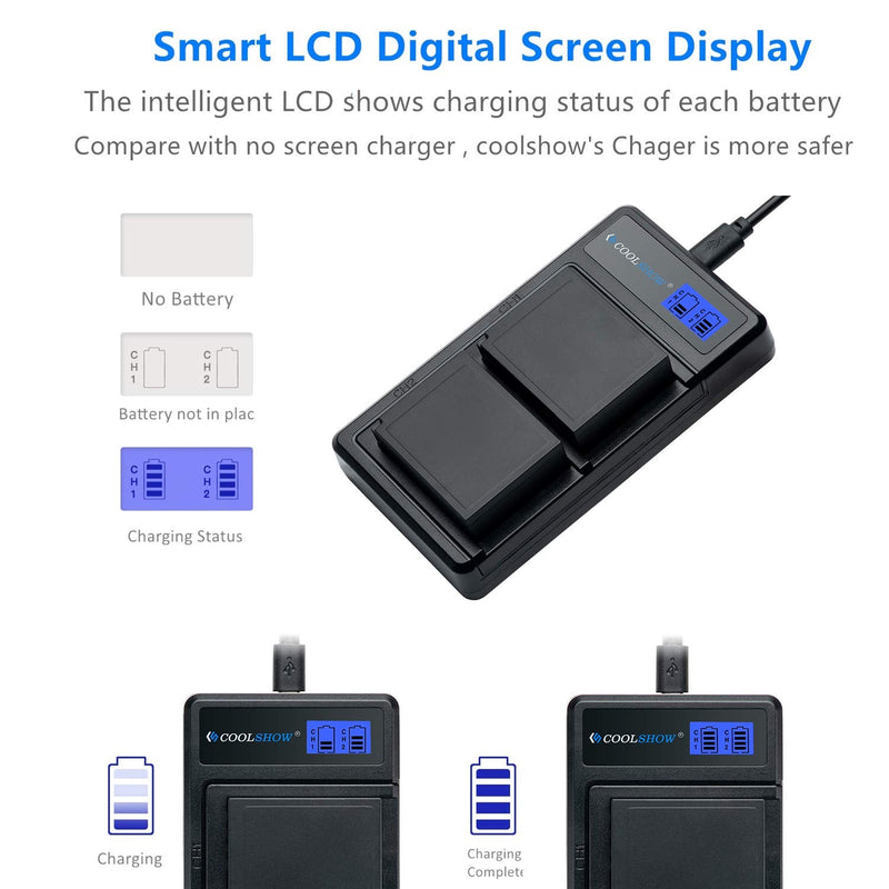 CS COOLSHOW NP-W126 Battery 2 Packs 1500mAh and USB Dual NP-W126S Charger Compatible with Fuji X-T3, X-T2, X-T1,Fujifilm X-A5,X-E3,X-E2,X-E1, X100F,X-H1,X-M1,X-Pro2,X-Pro1,X-T20,X-T10