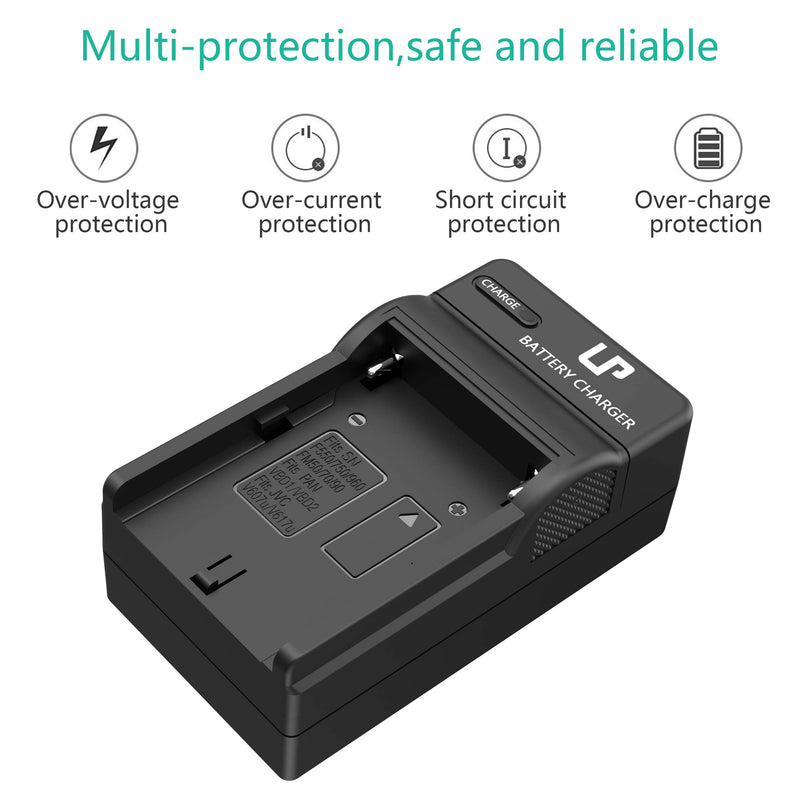 NP-F550 Battery Charger, LP Charger Compatible with Sony NP F970, F960, F770, F750, F570, F530, F330, CCD-SC55,TR516,TR716, TR818, TR910, TR917, CN160, CN-216 LED Light, Feelworld Field Monitor & More