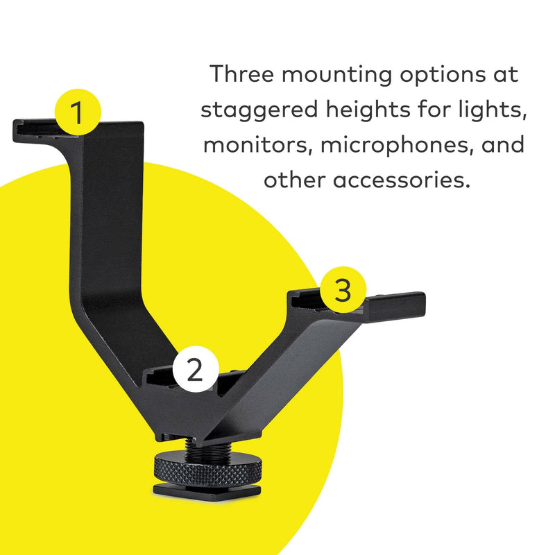 Koah Triple Shoe Bracket Camera Mount, Camera Cold Shoe Bracket Mount, Triple Monitor Mount for Mic, Flash, Monitor and Other Accessories, Universal Cold Shoe Mount Bracket for DSLR, Microphone Mount