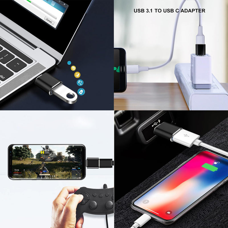 USB C to USB Adapter, USB C Adapter, Type C Male to USB 3.1 Female Adaptor, OTG USB Adapter to USB C Compatible with MacBook Pro, Samsung Galaxy, Type-C Smartphones, Tablets and Laptops (Black) Black