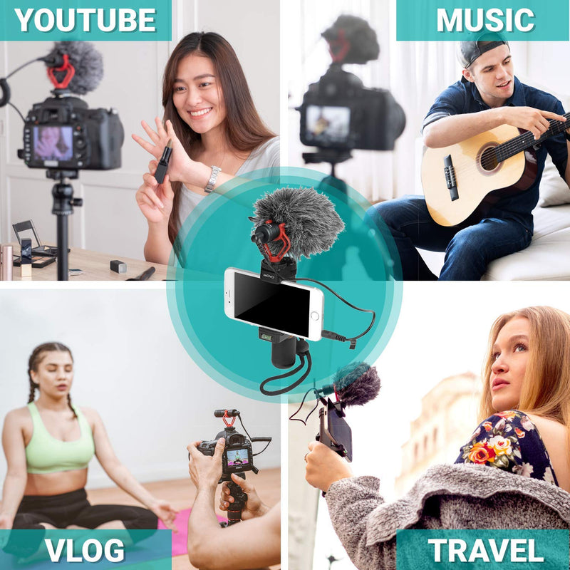 Movo Smartphone Video Rig with Shotgun Microphone, Grip Handle, Wrist Strap for iPhone X, XS, XS Max, 11, 12, 13, Pro Android and Other Smartphones - Perfect for TIK Tok or Vlogging Equipment