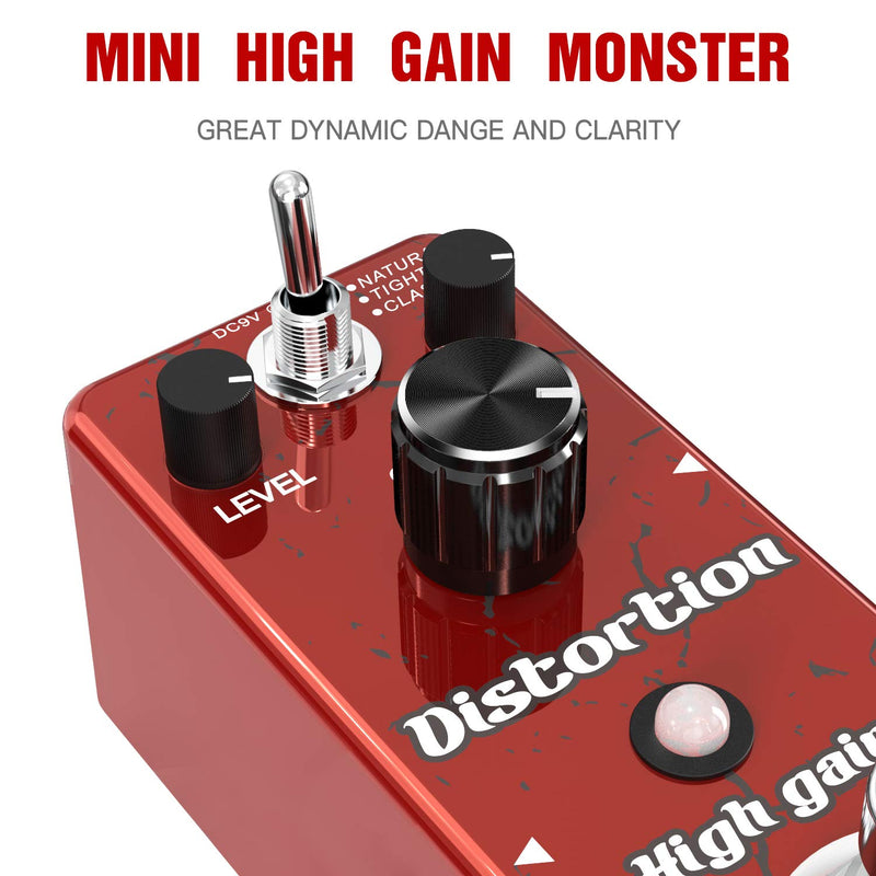 [AUSTRALIA] - ammoon Distortion Guitar Pedal 3 Working Modes Guitar Pedals with Volume Tone Gain Controls True Bypass for Electric Guitar and Bass 