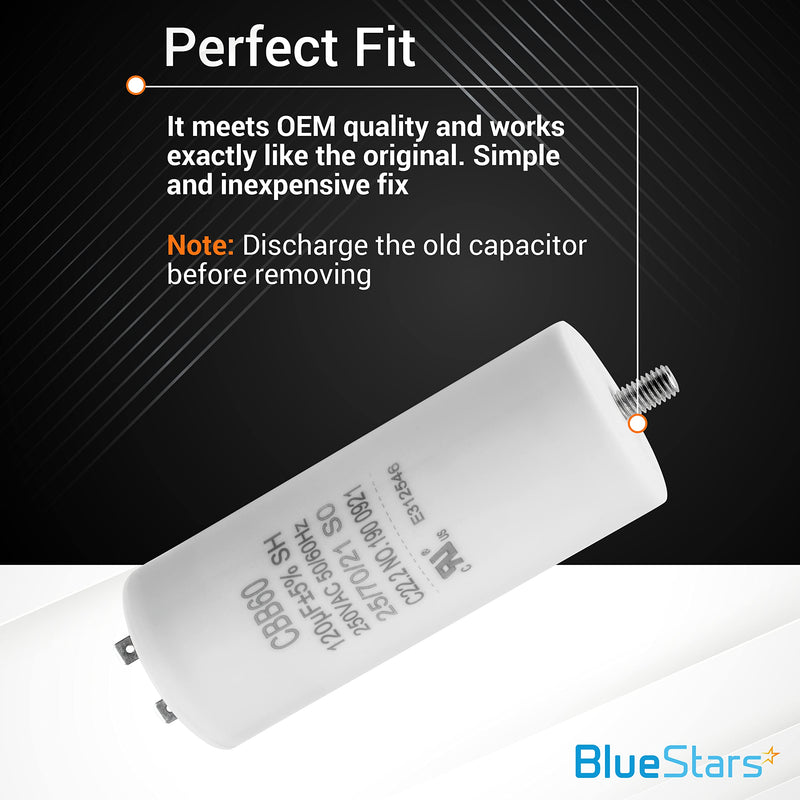 120uf CBB60 250 Volt Dual Round Capacitor Replacement Part by BlueStars - Exact Fit for Start-up of AC Motors with Frequency of 50Hz/60Hz