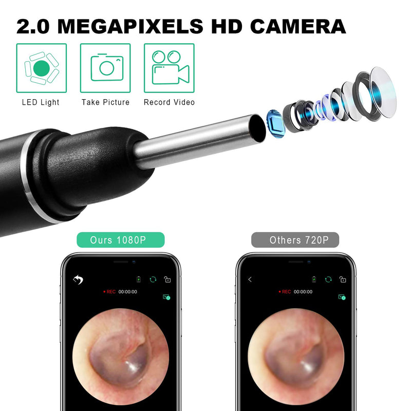 Ear Wax Removal Tools, Smart Visual Ear Cleaning Camera Stick with 3.9mm Lens, 1080P Wireless Ear Camera with 6 LED Lights, Ear Cleaning Kits for iPhone, iPad & Android