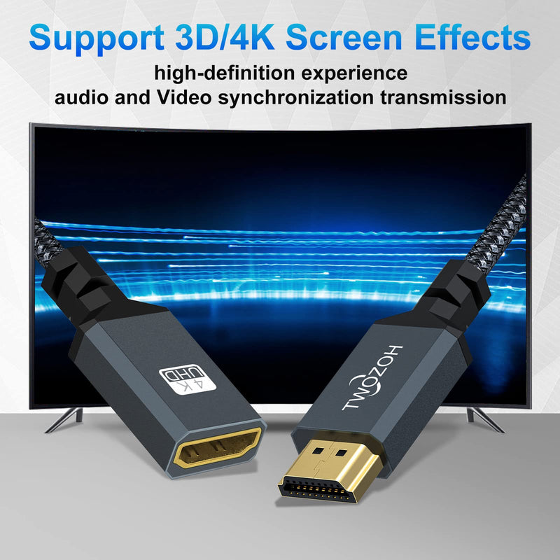 [AUSTRALIA] - Twozoh HDMI Extension Cable 3.3FT, HDMI Male to Female HDMI Cord, Nylon Braided HDMI Extender, HDMI 2.0 Cable Adapter Support 4K@60Hz 3D HDR 