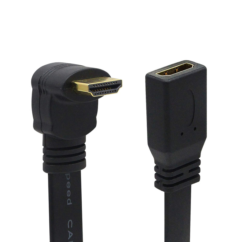 [AUSTRALIA] - CERRXIAN 1FT Flat Slim High Speed HDMI Extension Cable A Female to 90 Degree Down Angle A Male Cord 