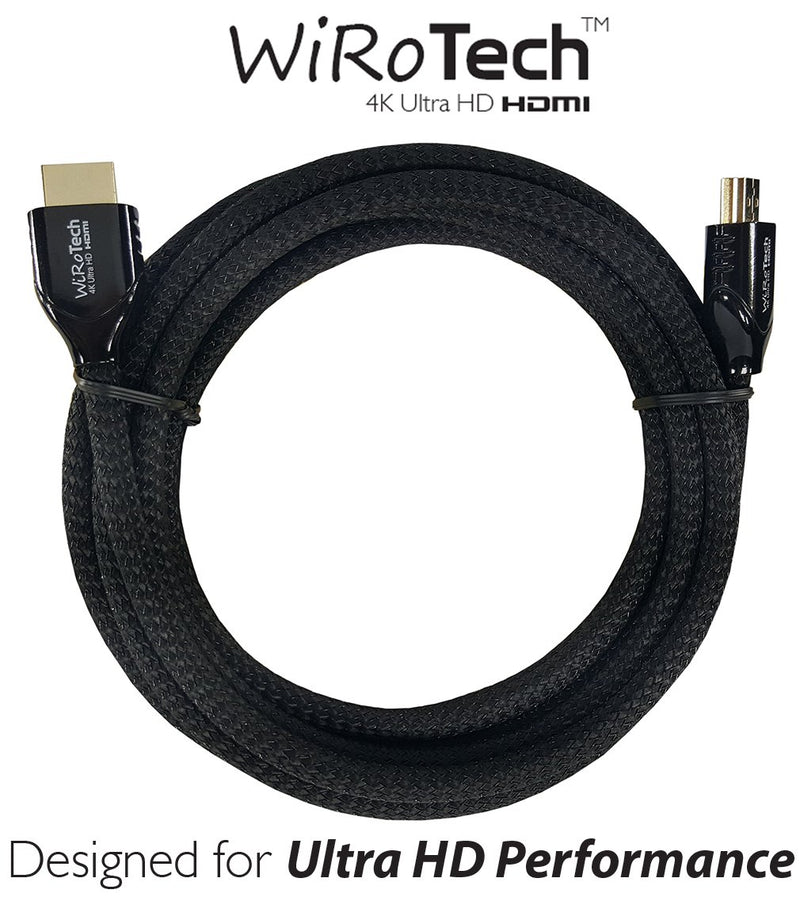 WiRoTech HDMI Cable 4K Ultra HD with Braided Cable, HDMI 2.0 18Gbps, Supports 4K 60Hz, Chroma 4 4 4, Dolby Vision, HDR10, ARC, HDCP2.2 (10 Feet, Black) 10 Feet