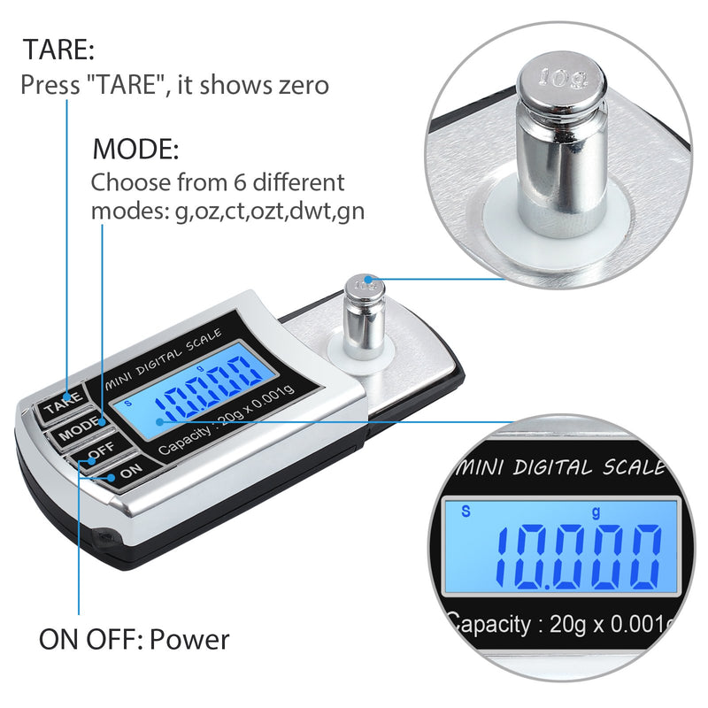 [AUSTRALIA] - Proster 20g/0.001g Turntable Stylus Force Tracking Scale Phono Turntable Cartridge Gauge Tone Arm Scale Record Stylus Alignment with LCD Backlight 1 Tray 2 AAA Batteries for Tonearm Phono Cartridge 