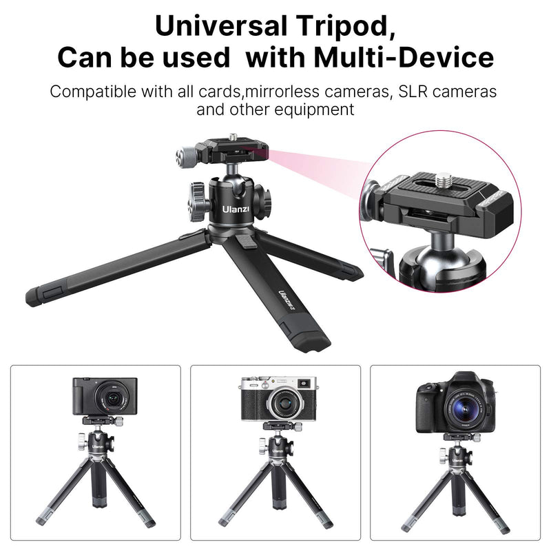 Portable Desktop Mini Tripod ULANZI MT-24 Compact Camera Tripod Aluminum Alloy with 360° Ball Head,1/4 inches Quick Release Plate for DSLR Camera Video Camcorder, Load up to 11lbs/5kg