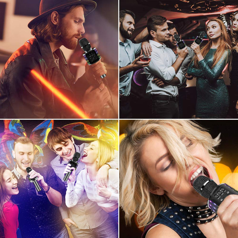 [AUSTRALIA] - XBUTY Wireless Bluetooth Karaoke Microphone Bluetooth 5.0 with Dual Sing, LED Lights, Portable Handheld Mic Speaker Machine for iPhone/Android/PC/Outdoor/Birthday/Home/Party 