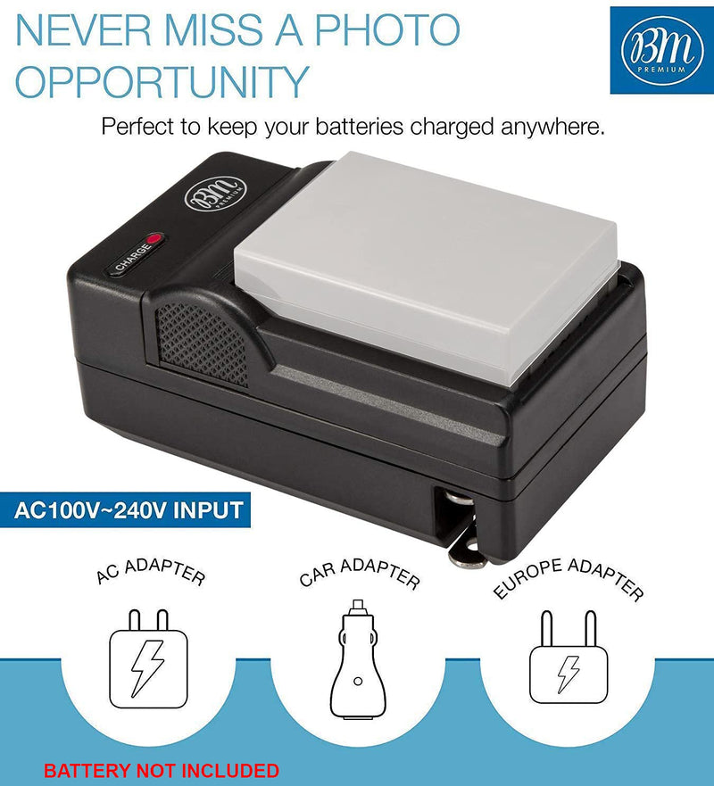 BM Premium BLS-1, BLS-5, BLS-50 Battery Charger for Olympus E-PM1, E-PL1, E-PL2, E-PL3, E-PL5, E-PL7, E-PL8, E-PL9, E-PL10, OM-D E-M5 III, OM-D E-M10, E-M10 III, E-M10 IV, Stylus 1 (BCS-5 Replacement)