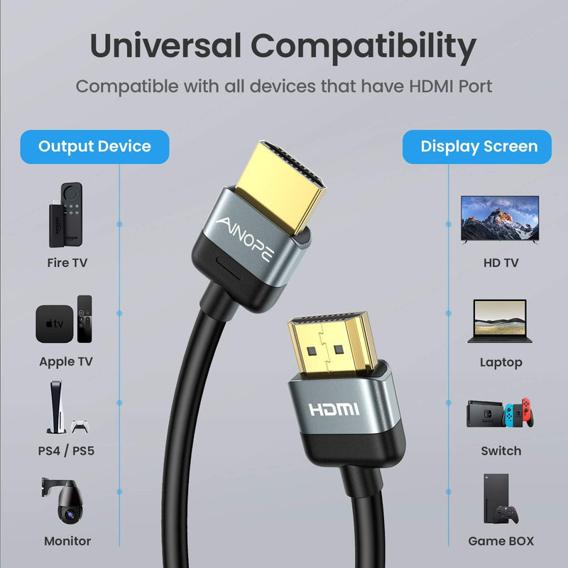 [High-Tech] 4K HDMI Cable 6.6FT, AINOPE Ultra Flexible Graphene HDMI Cable High Speed HDMI 2.0 Cable, 4K 60Hz HDR,2160P,1080P,3D,Ethernet,ARC,30AWG Compatible with UHD TV,PS4,PS5,Blu-ray,PC,Projector