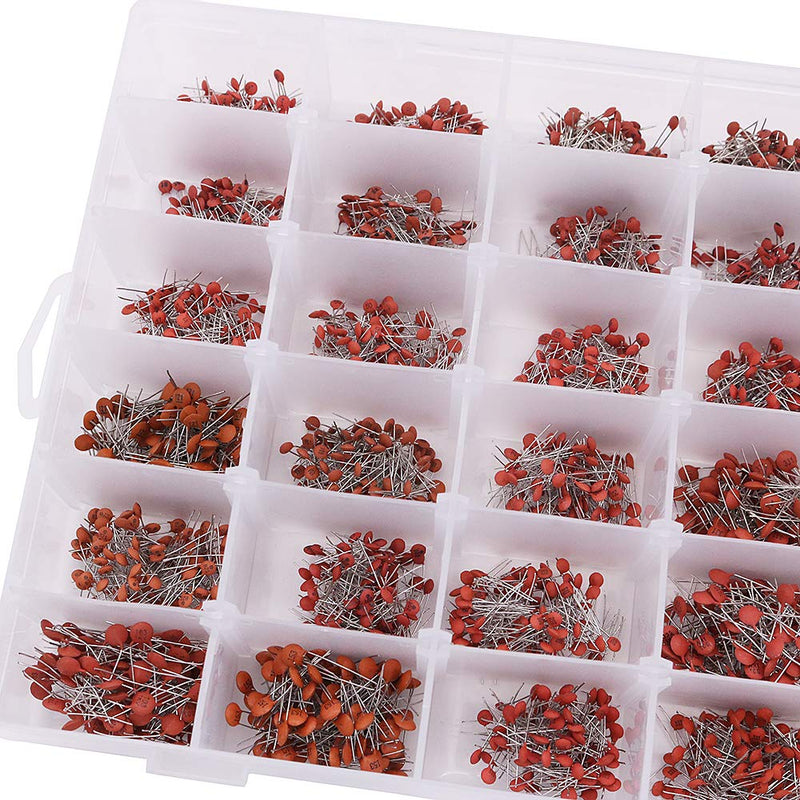 DollaTek 3600pcs 36values Each 100Pcs 1pF - 100nF Ceramic Capacitors Kit Disc 50V Assortment with Storage Box