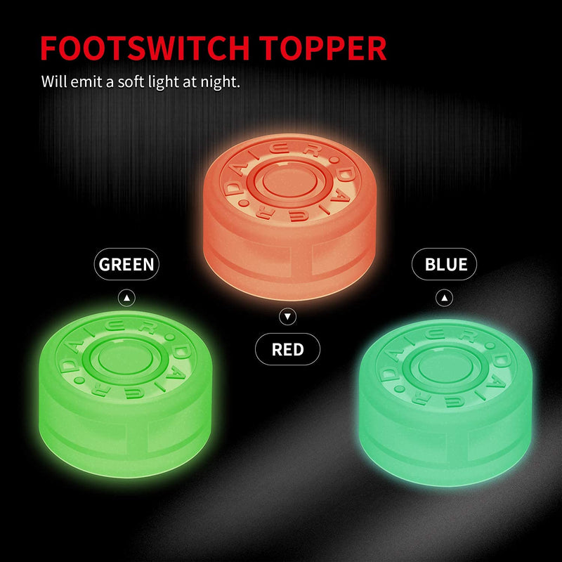 DaierTek 35pcs Guitar Effect Pedal Footswitch Topper Nail Cap for Foot Switch Button Red Green Blue Night Glow Style Anti-Slip Surface