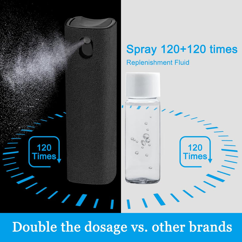Screen Cleaner Touchscreen Mist Spray, walrfid Cleaning Kit for Electronic Smart Phone TV, Laptop, Tablet, PC, Computer LCD Flat Screens, Eyeglasses, Compatible with iPhone iPad MacBook Pro - Black Safety Black